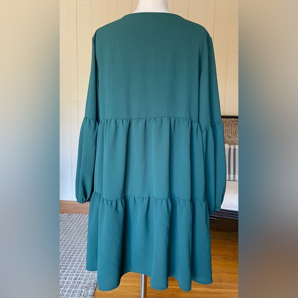 *NWOT* Amazon / Amoretu Ruffled Tier V-Neck Tunic Shift Dress / Green / Large - Picture 8 of 13